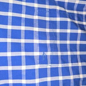 Dockers Men's Blue and White Checkered Button-Up Shirt XXL